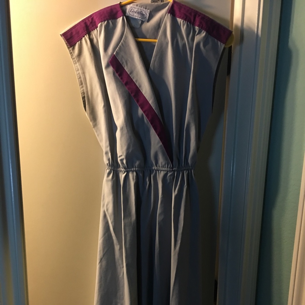 Vintage purple grey Leslie Fay dress size 8-10